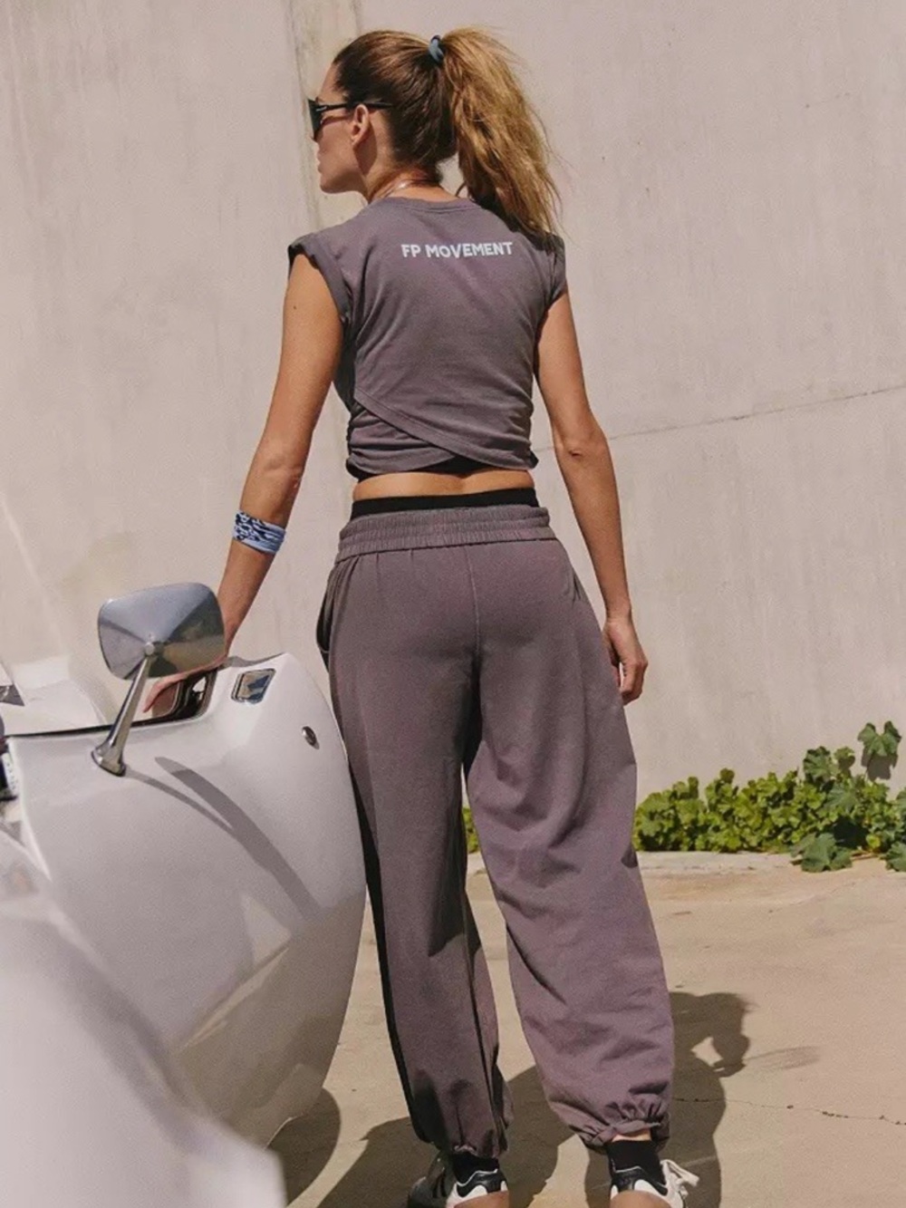 Free People FP Movement Charcoal Gray Cropped Muscle Tee
